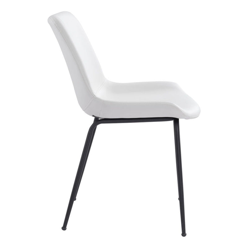 Faux Leather Upholstered Dining Side Chairs (Set of 2) - White