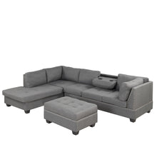 Load image into Gallery viewer, 104.5&quot; Reversible Sectional Sofa Space Saving with Storage Ottoman Rivet Ornament L-shape Couch for Small or Large Space Dorm Apartment,Gray(old SG000405AAA)
