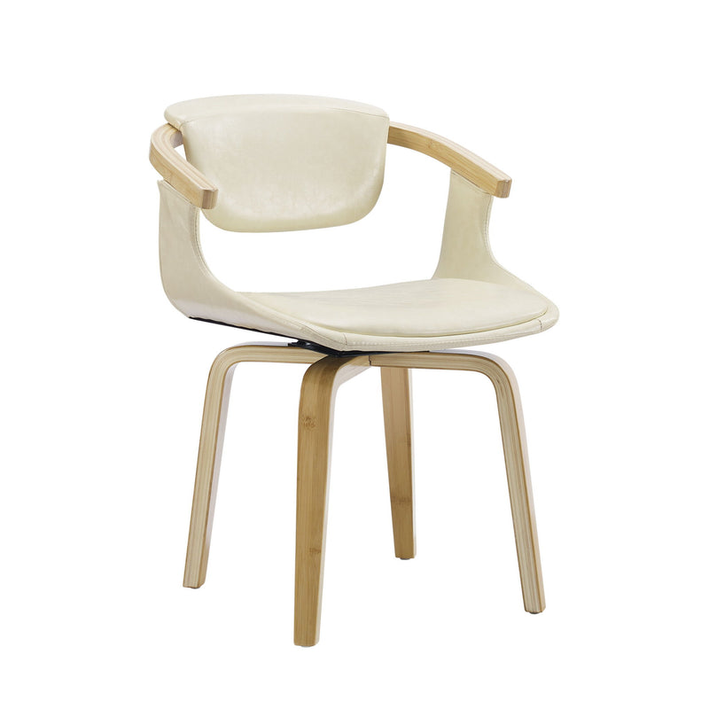 Upholstered Faux Leather Dining Arm Chair - White