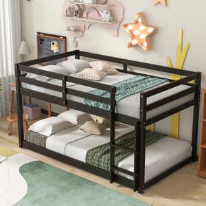 Twin over Twin Floor Bunk Bed,Espresso(Old SKU:W50437211)