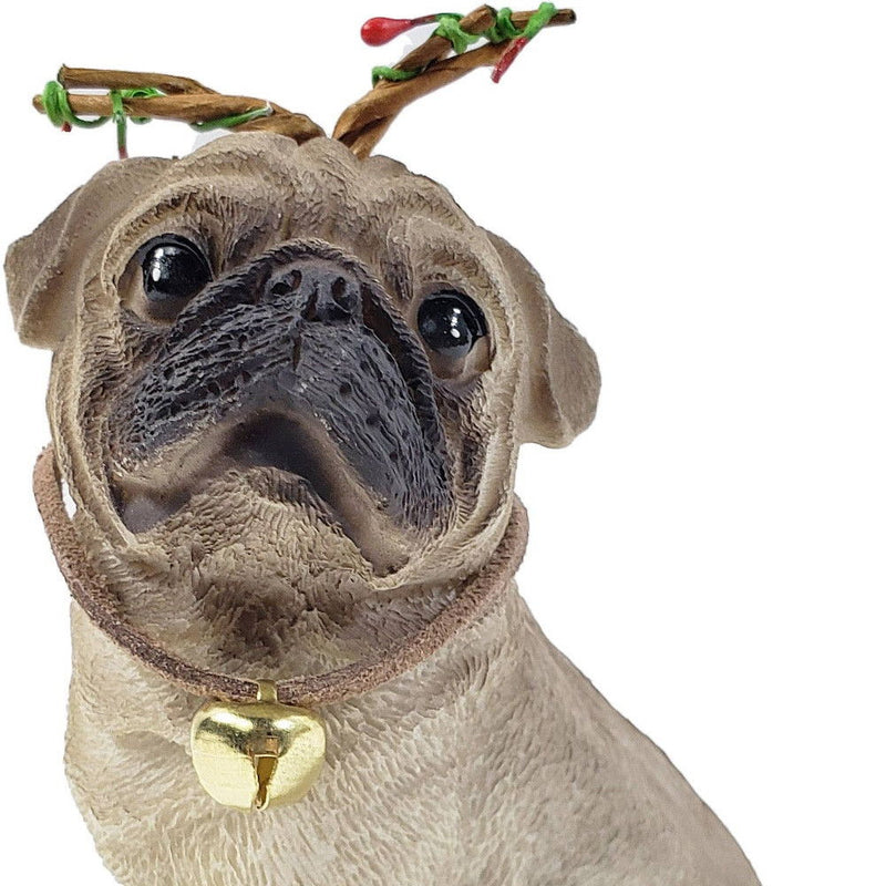 Poly Dog Christmas Figurine - Cream / Brown / Gold
