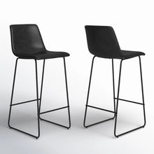 Load image into Gallery viewer, Faux Leather Aluminum Bar Chairs (Set of 2) (724342) - Black
