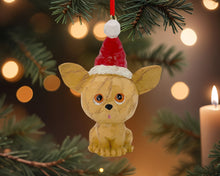 Load image into Gallery viewer, Dog Christmas Figurine - Brown / Red / White

