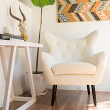 Load image into Gallery viewer, Style Velvet Arm Chair With Wingback And Flared Arms - Ivory
