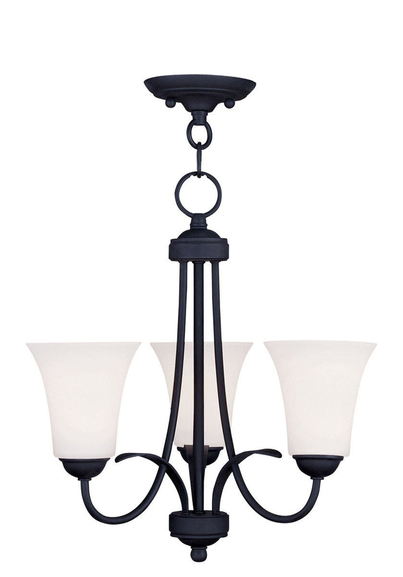 18" Three Light Dimmable Chandelier With Shades - Black