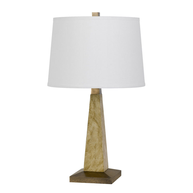 Table Lamp With Off-White Empire Shade - Brown