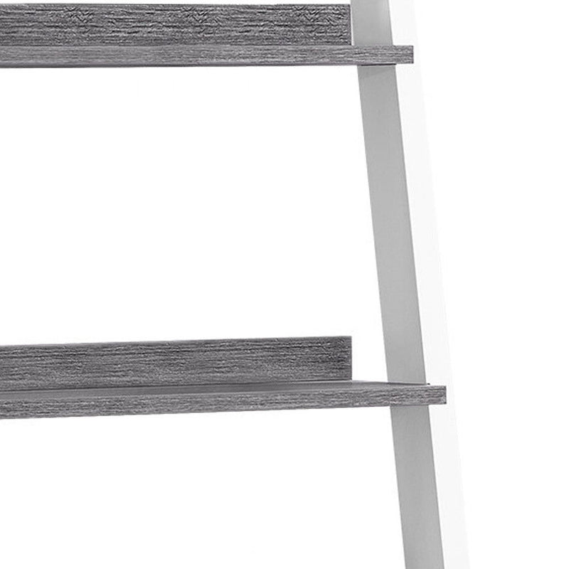 Ladder Bookcase With Two drawers - Gray / White