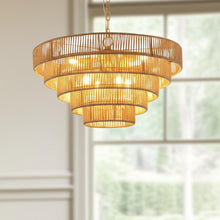 Load image into Gallery viewer, Eight Light Metal Chandelier With Shades - Brown
