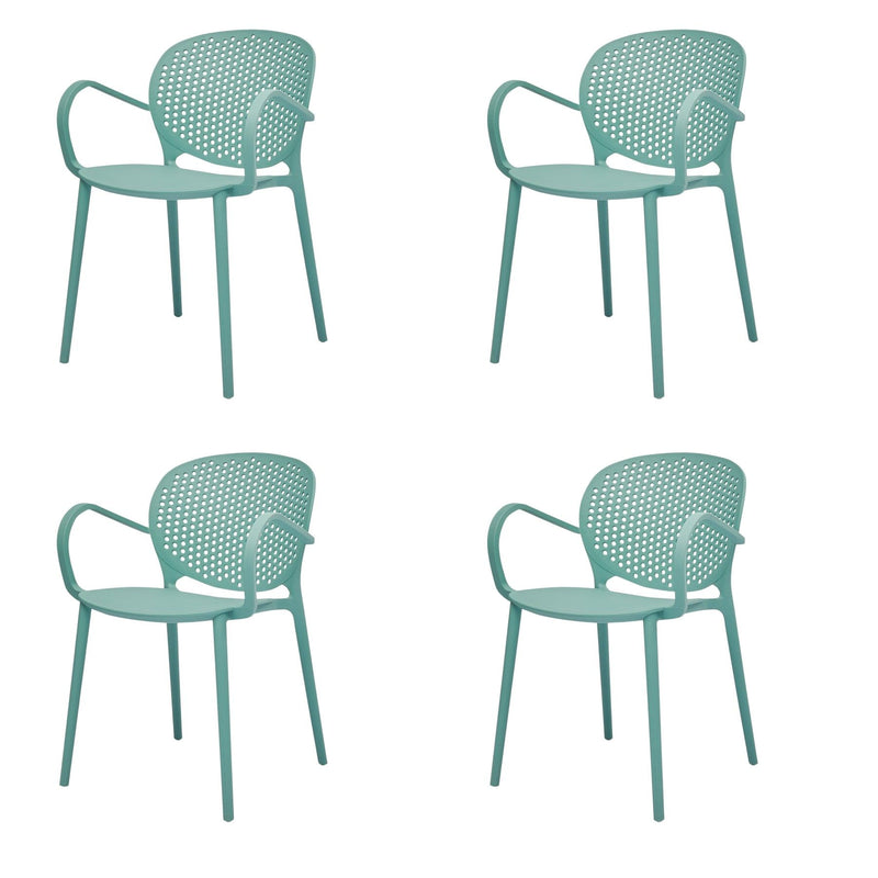 Heavy Duty Plastic Dining Arm Chairs (Set of 4) - Blue