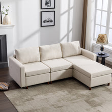 Load image into Gallery viewer, 3 Seat Module Sectional Sofa Couch With 1 Ottoman for living room,Seat Cushion and Back Cushion Non-Removable and Non-Washable,Cream
