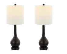 Load image into Gallery viewer, Gourd Table Lamps With Drum Shades (Set of 2) - Antiqued Bronze
