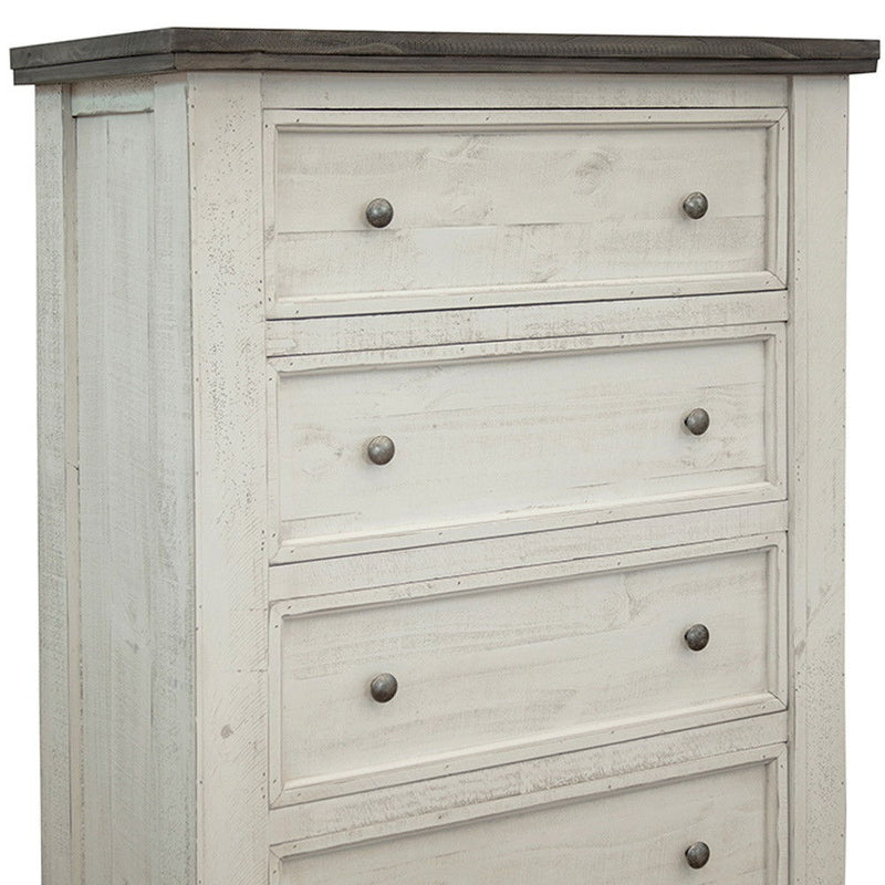 Solid Wood Four Drawer Chest - Gray / Ivory