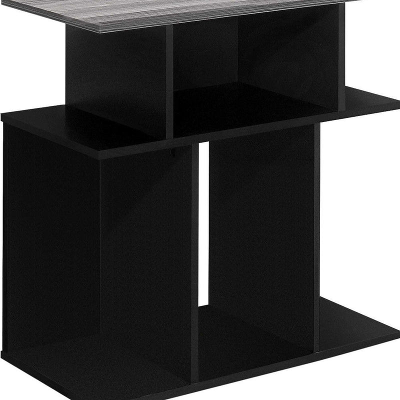 Wood End Table With 6 - Black And Gray