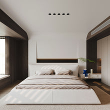 Load image into Gallery viewer, Upholstered Platform Bed With Special Shaped Headboard
