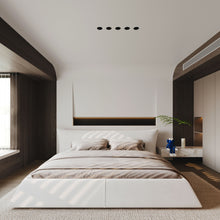 Load image into Gallery viewer, King Size Platform Bed With Special-Shaped Headboard - Cream
