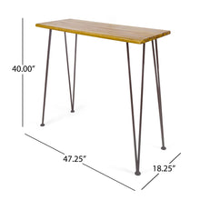 Load image into Gallery viewer, Outdoor Bar Table With Wood Tabletop And Iron Hairpin Legs - Black / Teak
