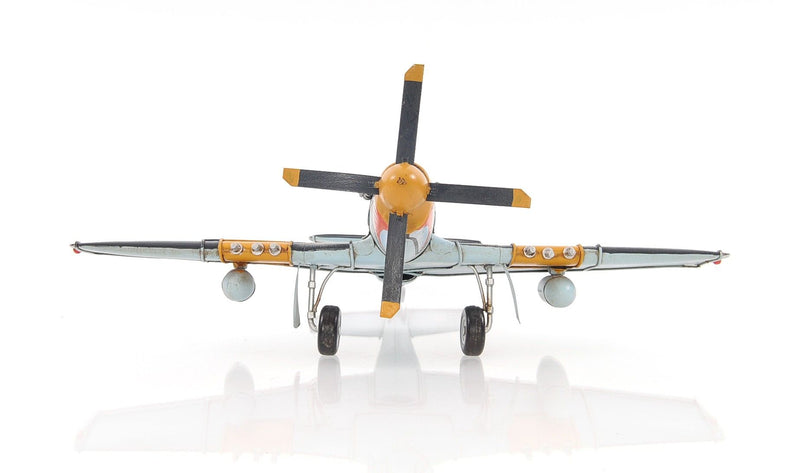 Mustang Hand Painted Decorative Airplane - Gray