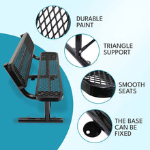 Load image into Gallery viewer, Outdoor Steel Bench With Backrest
