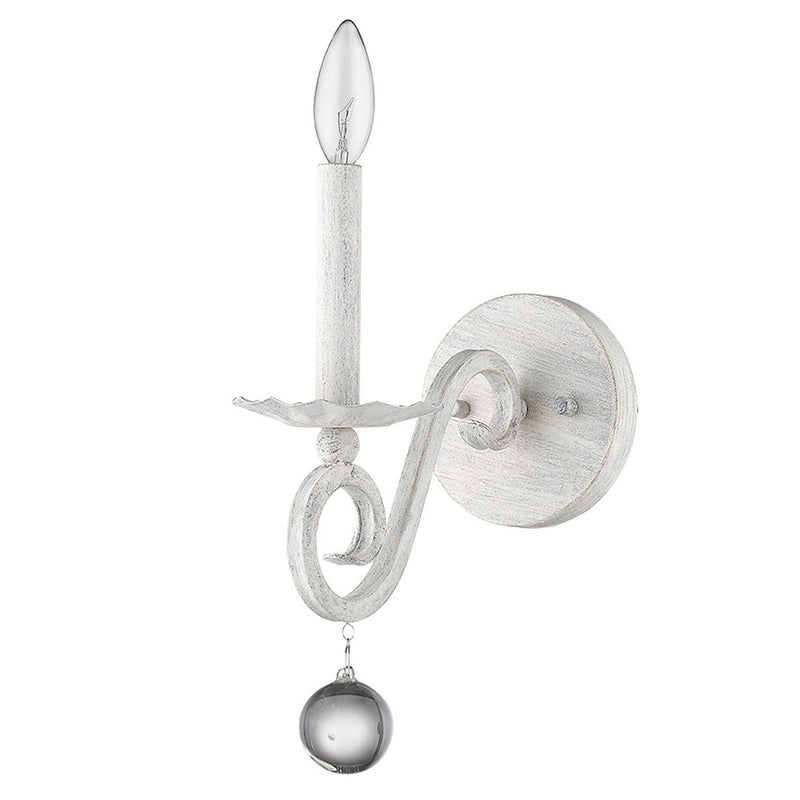 Modern Farmhouse Wall Sconce - Rustic White / Crystal