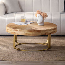 Load image into Gallery viewer, Modern Round Coffee Table With Wooden Carving Pattern
