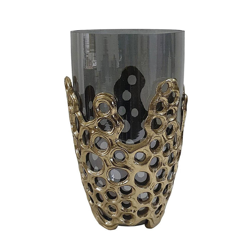 Geo Circles Table Vase - Black / Gold