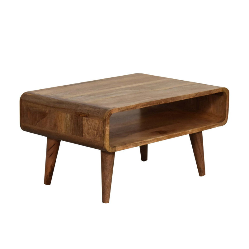 Solid Wood Open Shelving TV Stand - Brown