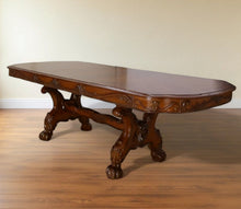 Load image into Gallery viewer, 46" Free Form Solid Wood Double Pedestal Base Dining Table - Dark Brown
