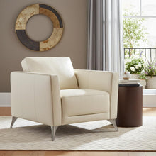 Load image into Gallery viewer, Genuine Leather And Black Arm Chair 35" - Cream
