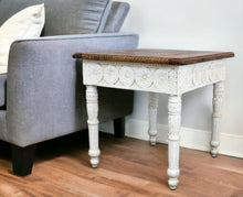 Load image into Gallery viewer, Solid Wood Square End Table - Ivory And Brown
