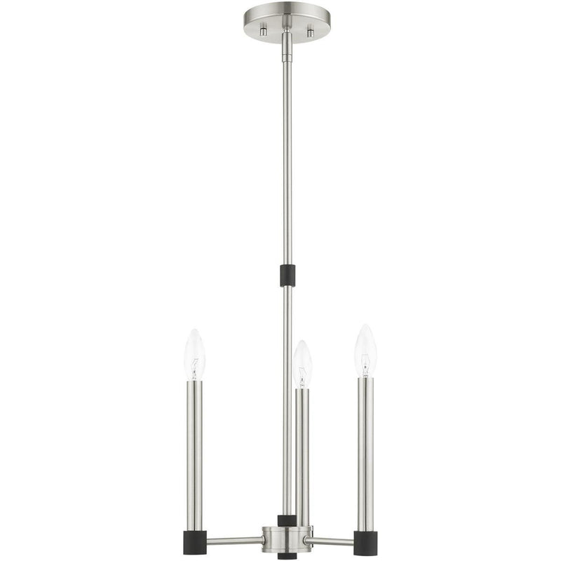 19" Three Light Dimmable Chandelier With Shades - Nickel