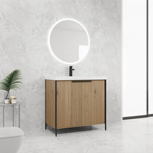 Load image into Gallery viewer, Modern Freestanding Bathroom Vanity With Resin Sink &amp; Soft Close Cabinet Doors
