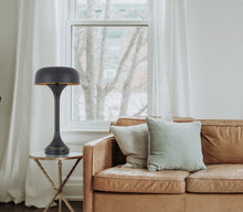 Load image into Gallery viewer, Metal Two Light Novelty USB Table Lamp With Black Dome Shade - Black
