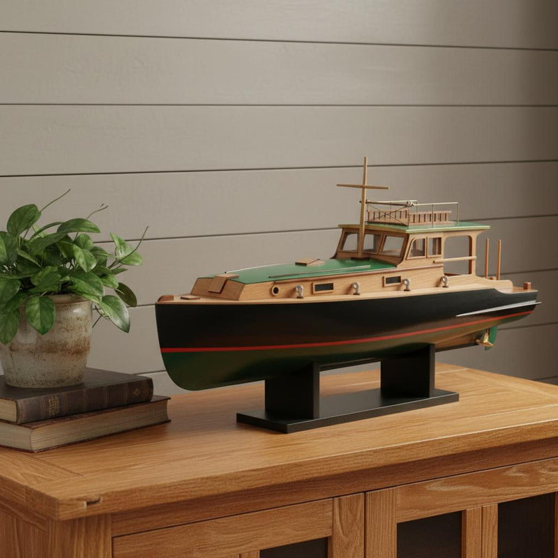 Hand Painted Model Boat (624221) - Light Brown / Black