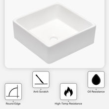 Load image into Gallery viewer, Elegant European Style Ceramic Square Vessel Bathroom Sink - White
