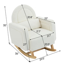 Load image into Gallery viewer, Accent Rocking Chair With Curved Back &amp; Pillow, Base, Ultimate Comfort For Living Room Or Nursery - Cream White
