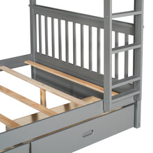 Load image into Gallery viewer, Full-Over-Full Bunk Bed with Ladders and Two Storage Drawers (Gray)(OLD SKU:LT000365AAE)
