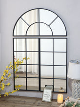 Load image into Gallery viewer, Large Arched Wall Mirror With 3 Separate Sections - Black
