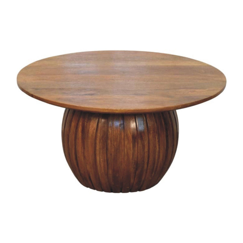 Round Coffee Table With Seven Drawers - Brown