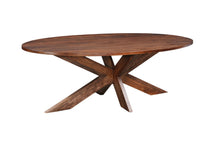 Load image into Gallery viewer, Solid Wood Cross Leg Base Oval Dining Table - Brown
