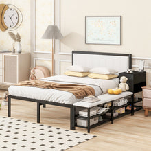 Load image into Gallery viewer, Platform Bed With 2 Tier Storage Shelves, Storage Cabinet
