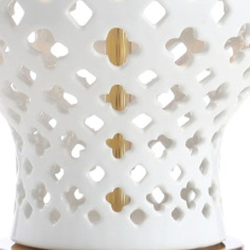 21" Urn Table Lamp With Drum Shade - White