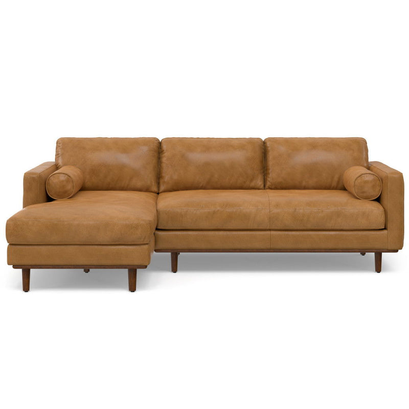 102" Sienna Leather Sofa With Brown Legs - Brown