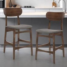 Load image into Gallery viewer, Solid Wood Low Back Bar Height Bar Chairs (Set of 2) - Gray And Brown
