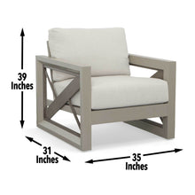 Load image into Gallery viewer, Outdoor Patio Beveled Panels Arm Chair - Modern Geometric Pattern, Rust Resistant
