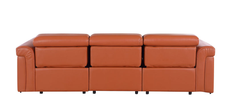 Top Grain Leather Reclining Metal USB Sofa (720433) - Camel