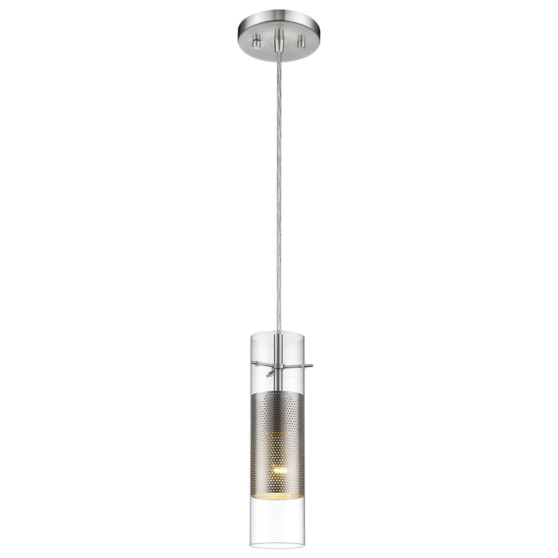 Glass And Mesh Shade Hanging Light - Silver