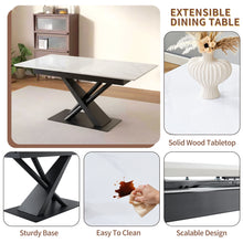 Load image into Gallery viewer, Dining Table With Geometric X Frame For Kitchen Or Dining Room - White Marble
