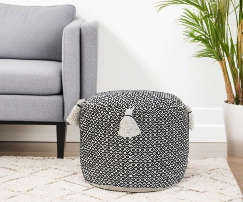 Cotton Ottoman Round - Black