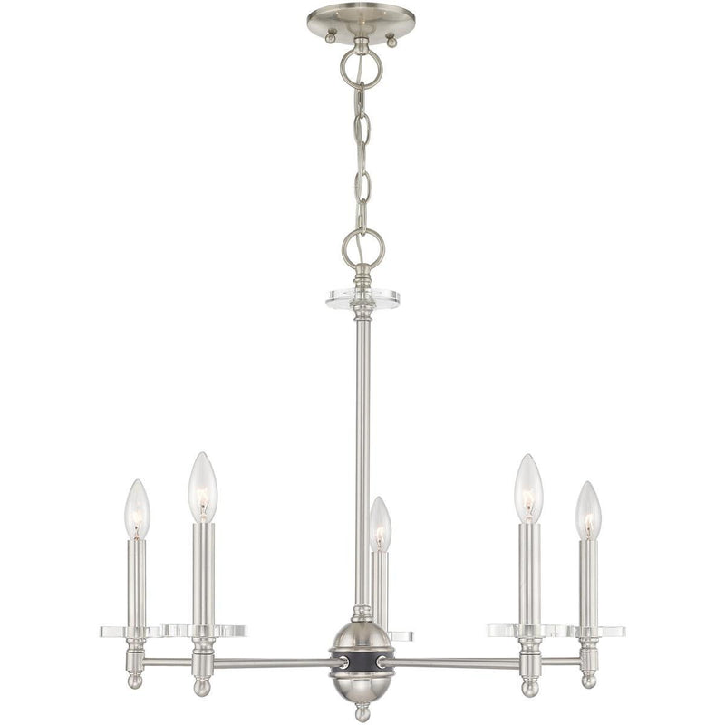 22'' 5-Light Dimmable Chandelier With Shades - Nickel