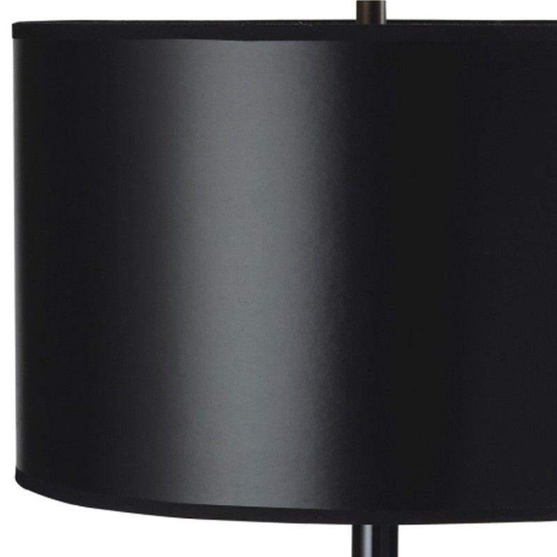 Minimalist Metal Table Lamp With Black Classic Drum Shade - Black